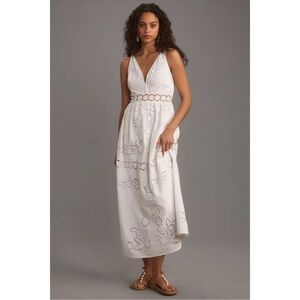 Anthropologie Vineet Bahl Sleeveless V-Neck Floral
Cutwork Midi Dress